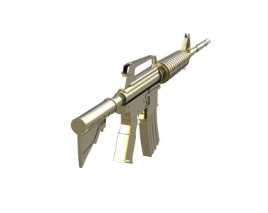 Beyaz arkaplanda saldırı tüfeği izole edildi