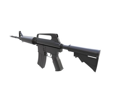 Beyaz arkaplanda saldırı tüfeği izole edildi