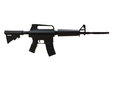 Beyaz arkaplanda saldırı tüfeği izole edildi