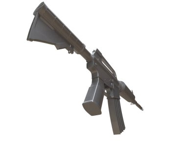 Beyaz arkaplanda saldırı tüfeği izole edildi