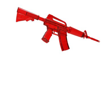 Beyaz arkaplanda saldırı tüfeği izole edildi