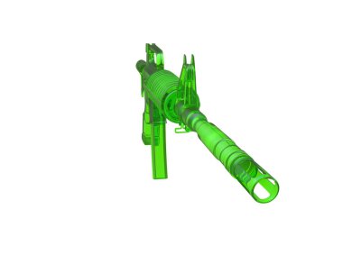 Beyaz arkaplanda saldırı tüfeği izole edildi