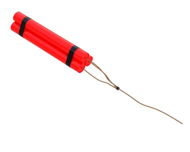 Dinamitli dinamit beyaz üzerine izole edilmiş, 3 boyutlu..