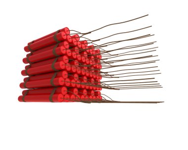 Dinamitli dinamit beyaz üzerine izole edilmiş, 3 boyutlu..