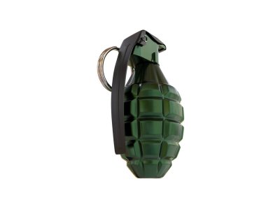 Beyaz arka plan üzerinde izole el bombası