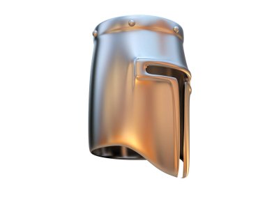 Arka planda izole edilmiş ortaçağ kaskı. 3d görüntüleme - illüstrasyon