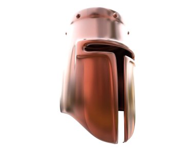 Arka planda izole edilmiş ortaçağ kaskı. 3d görüntüleme - illüstrasyon