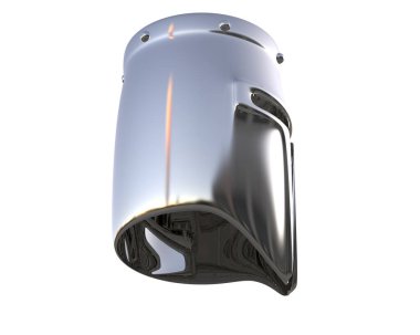 Arka planda izole edilmiş ortaçağ kaskı. 3d görüntüleme - illüstrasyon