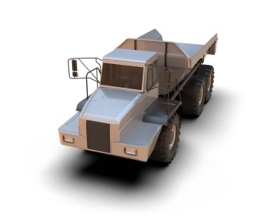 Beyaz arka planda izole edilmiş büyük bir kamyon. 3d görüntüleme - illüstrasyon                      