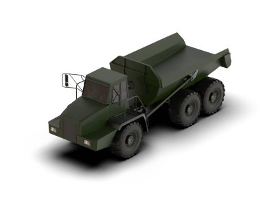 Askeri kamyon arka planda izole edilmiş. 3d görüntüleme - illüstrasyon