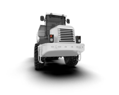 Beyaz arka planda büyük bir kamyon. 3D görüntüleme. Beyaz minibüs beyaz arka planda izole edilmiş. 3d görüntüleme - illüstrasyon    