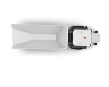 Beyaz arka planda büyük bir kamyon. 3D görüntüleme. Beyaz minibüs beyaz arka planda izole edilmiş. 3d görüntüleme - illüstrasyon    