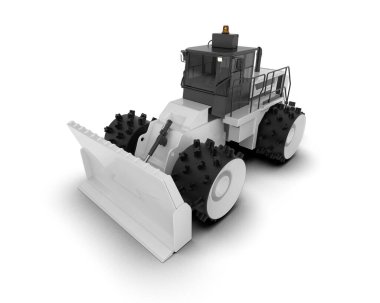 Buldozer arka planda izole edildi. 3d görüntüleme - illüstrasyon