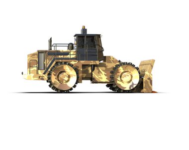 Buldozer arka planda izole edildi. 3d görüntüleme - illüstrasyon