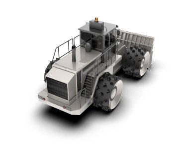 Buldozer arka planda izole edildi. 3d görüntüleme - illüstrasyon