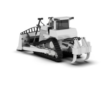 Buldozer arka planda izole edildi. 3d görüntüleme - illüstrasyon
