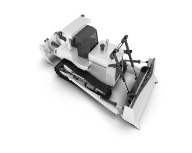 Buldozer arka planda izole edildi. 3d görüntüleme - illüstrasyon