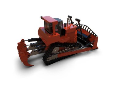 Buldozer arka planda izole edildi. 3d görüntüleme - illüstrasyon