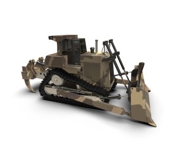 Buldozer arka planda izole edildi. 3d görüntüleme - illüstrasyon