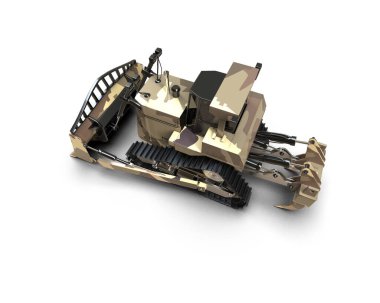 Buldozer arka planda izole edildi. 3d görüntüleme - illüstrasyon