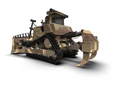 Buldozer arka planda izole edildi. 3d görüntüleme - illüstrasyon