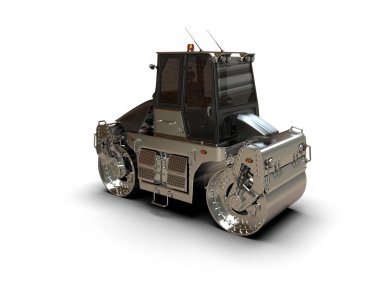 Eklemli ikili yol silindiri beyaz arka planda izole edildi. 3d görüntüleme - illüstrasyon