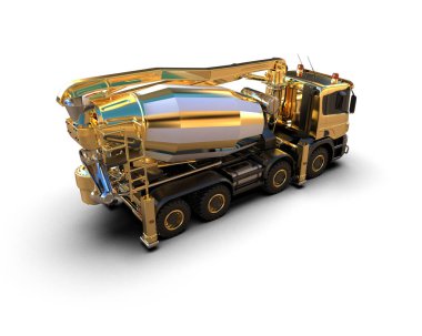 Beton karıştırıcı kamyonu izole edildi. 3B görüntüleme