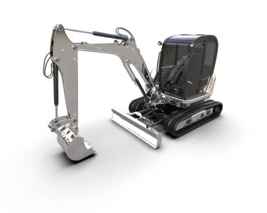 Küçük kazıcı beyaz arkaplanda izole edildi. 3d görüntüleme - illüstrasyon