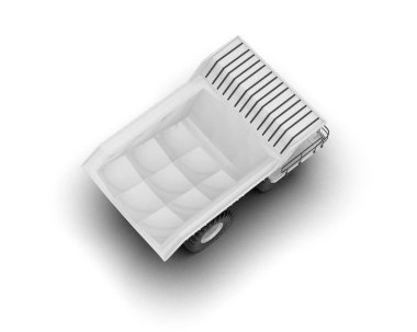 Madenci kamyonu beyaz arka planda izole edilmiş. 3d görüntüleme - illüstrasyon                  