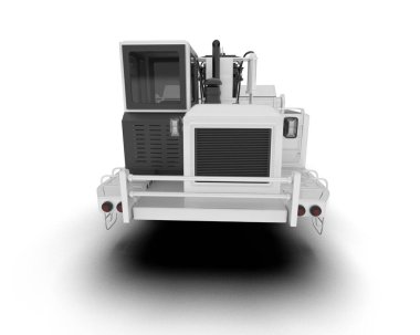 Tekerlek traktör kazıyıcısı beyaz arka planda izole edildi. 3d görüntüleme - illüstrasyon