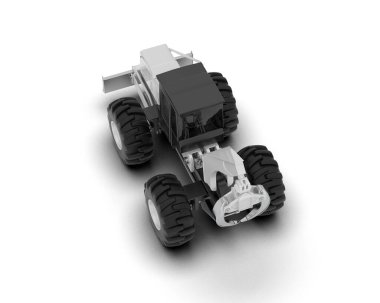 Skidder beyaz arka planda izole edilmiş. 3d görüntüleme - illüstrasyon