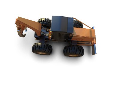 Skidder beyaz arka planda izole edilmiş. 3d görüntüleme - illüstrasyon
