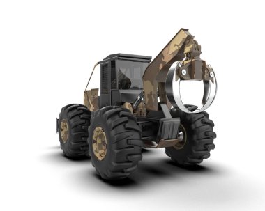 Skidder beyaz arka planda izole edilmiş. 3d görüntüleme - illüstrasyon