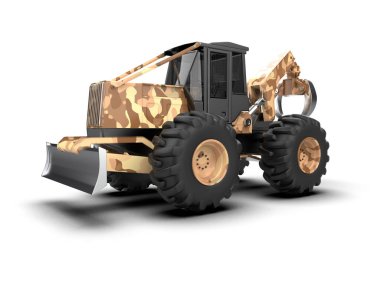 Skidder beyaz arka planda izole edilmiş. 3d görüntüleme - illüstrasyon