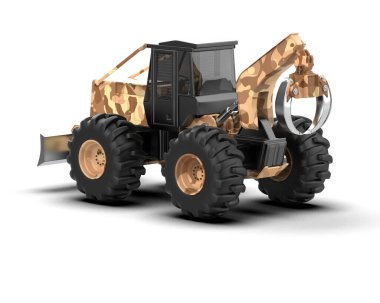 Skidder beyaz arka planda izole edilmiş. 3d görüntüleme - illüstrasyon
