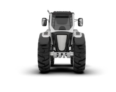 beyaz arkaplanda modern traktör, 3D resimleme          