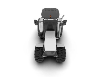 beyaz arkaplanda modern traktör, 3D resimleme          