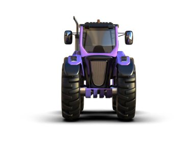 beyaz arkaplanda modern traktör, 3D resimleme          