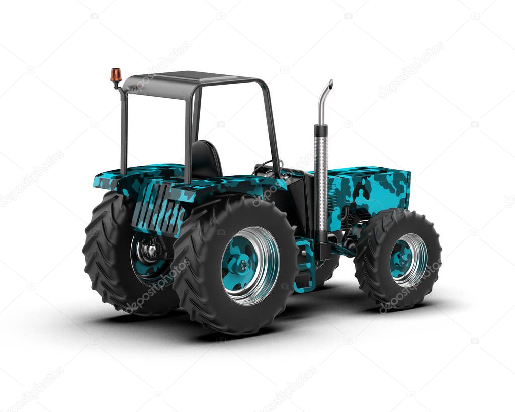 Tractor isolated on background. 3d rendering - illustration