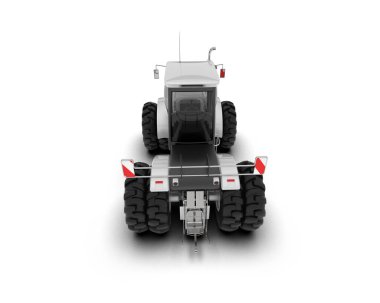 beyaz arkaplanda modern traktör, 3D resimleme          