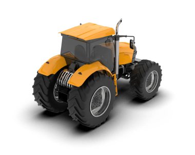 beyaz arkaplanda modern traktör, 3D resimleme          