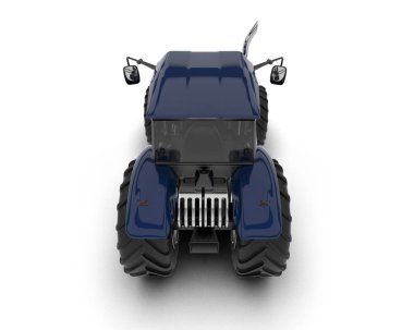 beyaz arkaplanda modern traktör, 3D resimleme          