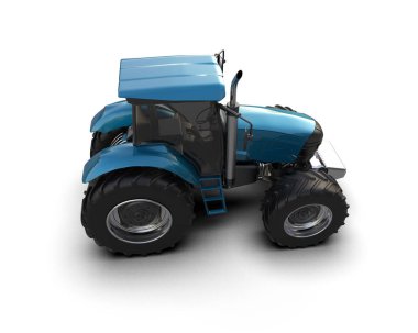 beyaz arkaplanda modern traktör, 3D resimleme          