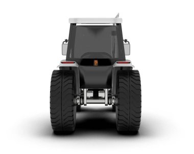 beyaz arkaplanda modern traktör, 3D resimleme          