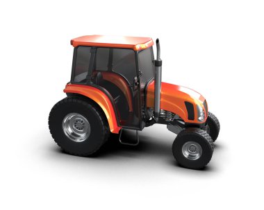 beyaz arkaplanda modern traktör, 3D resimleme          