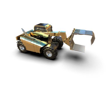 Buldozer arka planda izole edildi. 3d görüntüleme - illüstrasyon