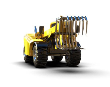 Buldozer arka planda izole edildi. 3d görüntüleme - illüstrasyon