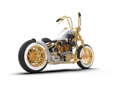 Motosiklet arka planda izole edilmiş. 3d görüntüleme - illüstrasyon