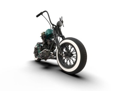 Motosiklet arka planda izole edilmiş. 3d görüntüleme - illüstrasyon