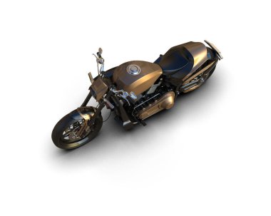 Motosiklet arka planda izole edilmiş. 3d görüntüleme - illüstrasyon